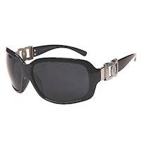 Stilfuld sort solbrille m. s�lv p� siden