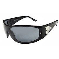 Sporty sorte solbriller m. s�lv p� siden